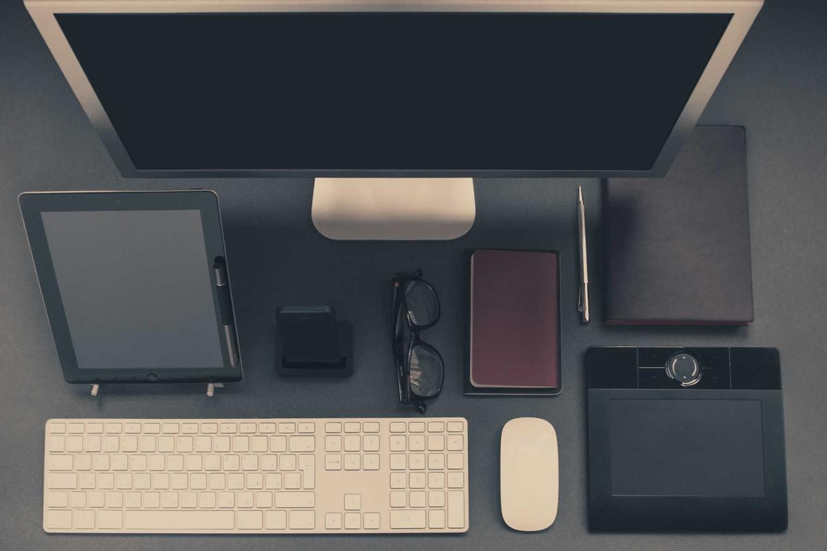 A neatly arranged designer's desk